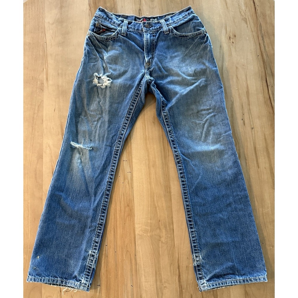 Ariat Work Pants Mens 30X32 Blue FR M4 Relaxed Boot Flame Resistant Distressed
